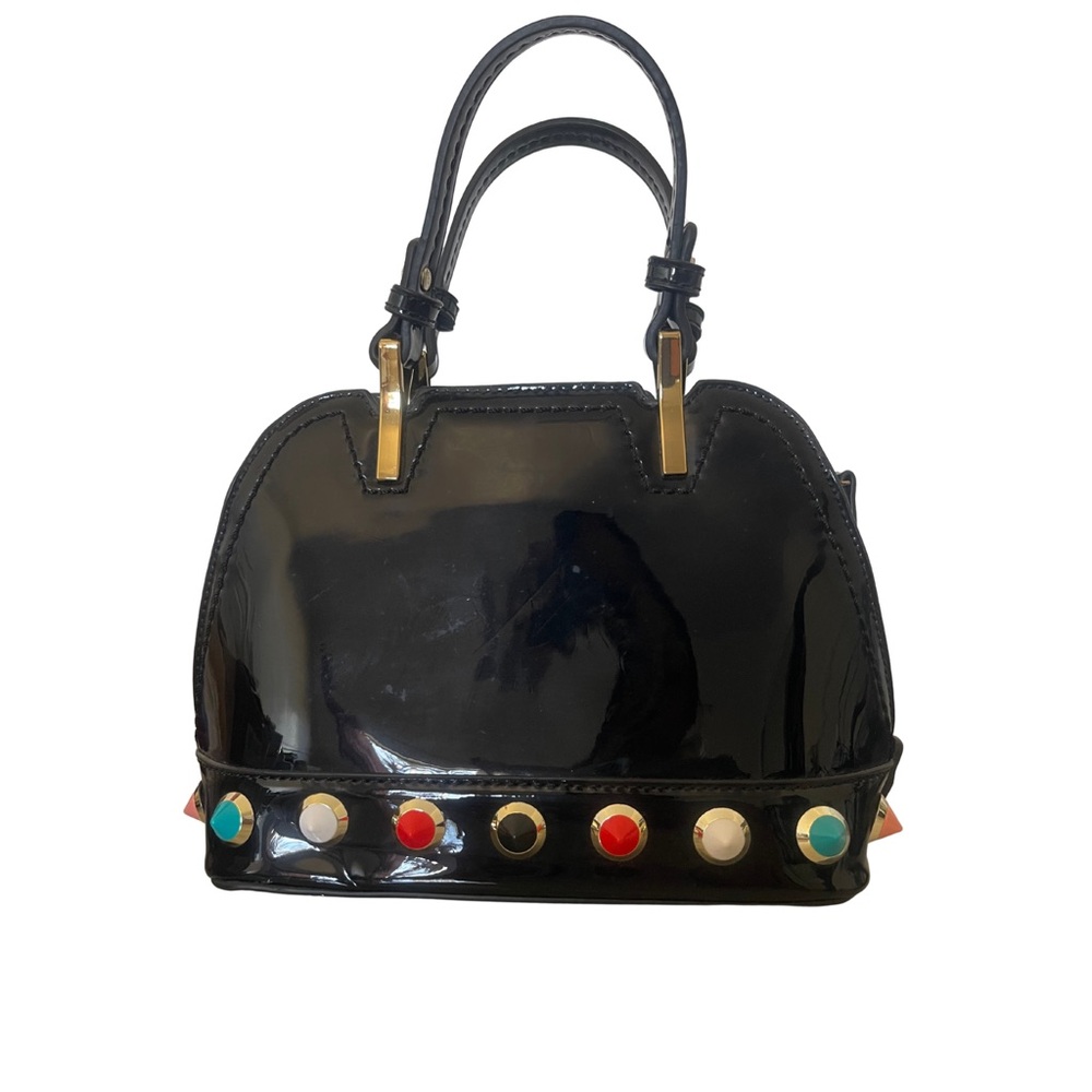 Stylish Black Handbag with Colorful Accents